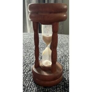 Vintage Wooden Sand Timer Hourglass Egg Timer 4"